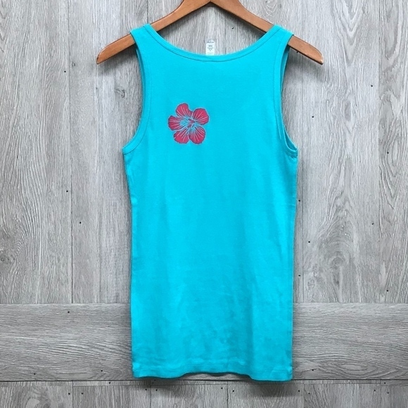 Aloha Hibiscus Mint Handmade Tank Top BB752 - Picture 2 of 4